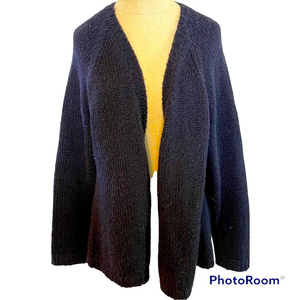 Eileen Fisher open front knit sweater cardigan in wool, cashmere and silk